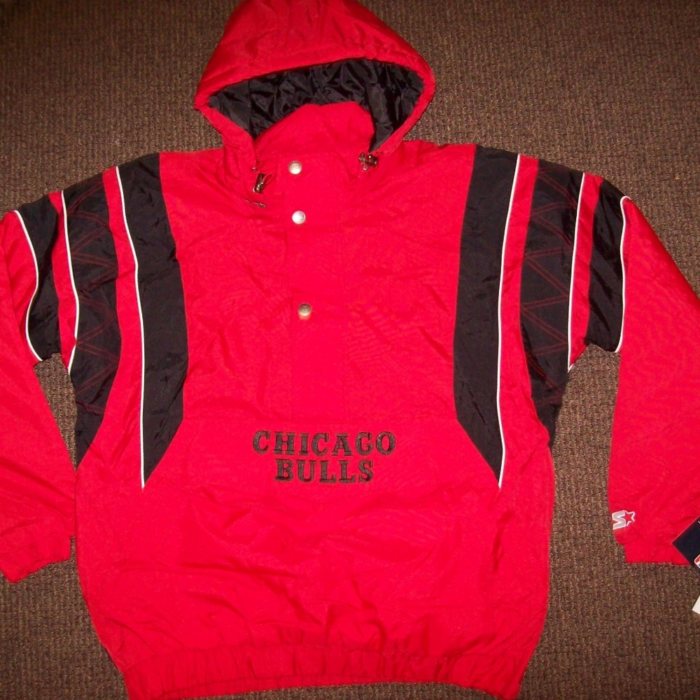 CHICAGO BULLS Starter Pull Over Half Zip Jacket LARGE XL